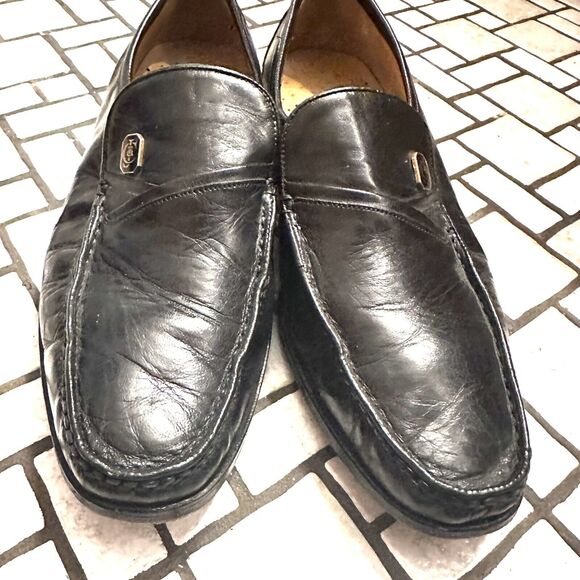 Vintage Crockett‎ & Jones Black Leather with Emblem Mens Loafers Size UK 8 US 9 - Picture 13 of 16